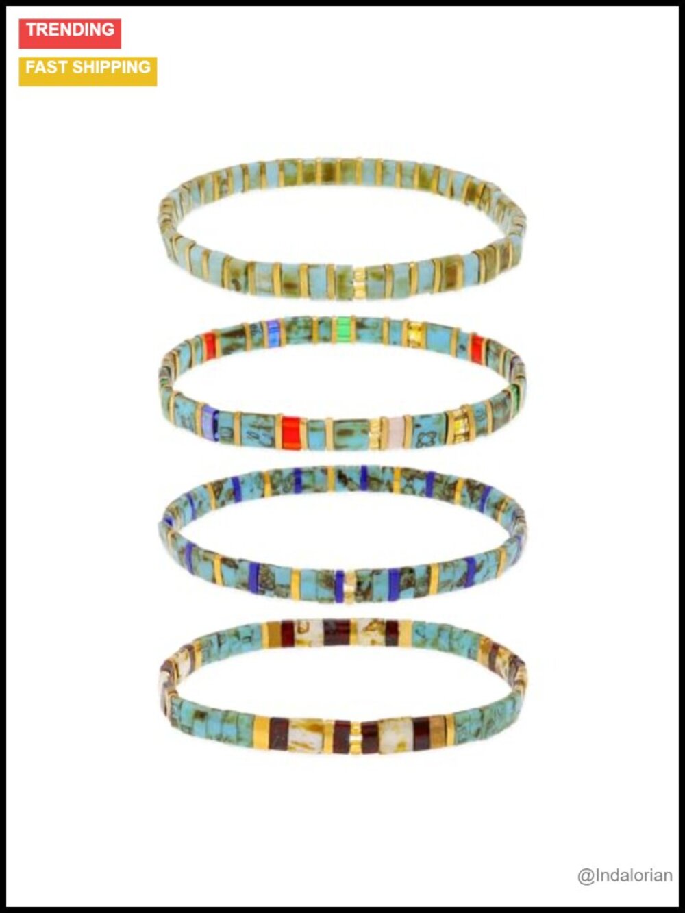 Glass Beaded Stretch Stack Bracelets Set for Women Boho Friendship Jewelry